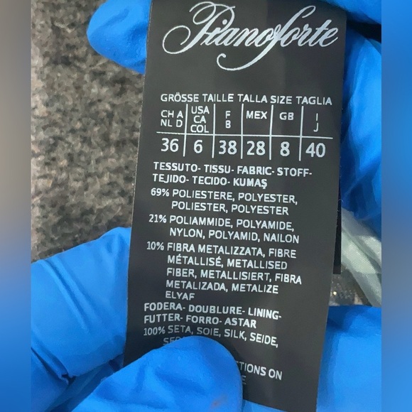 Max Mara Pianoforte Metallic Brocade Silk-Lined Jacket | Silver Blue | Sz 6 - Picture 8 of 14